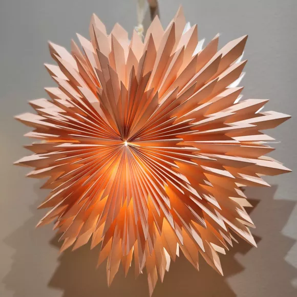 Eminza Suspension Lumineuse Papier Origami (D60 Cm) Flocon Rose Clair