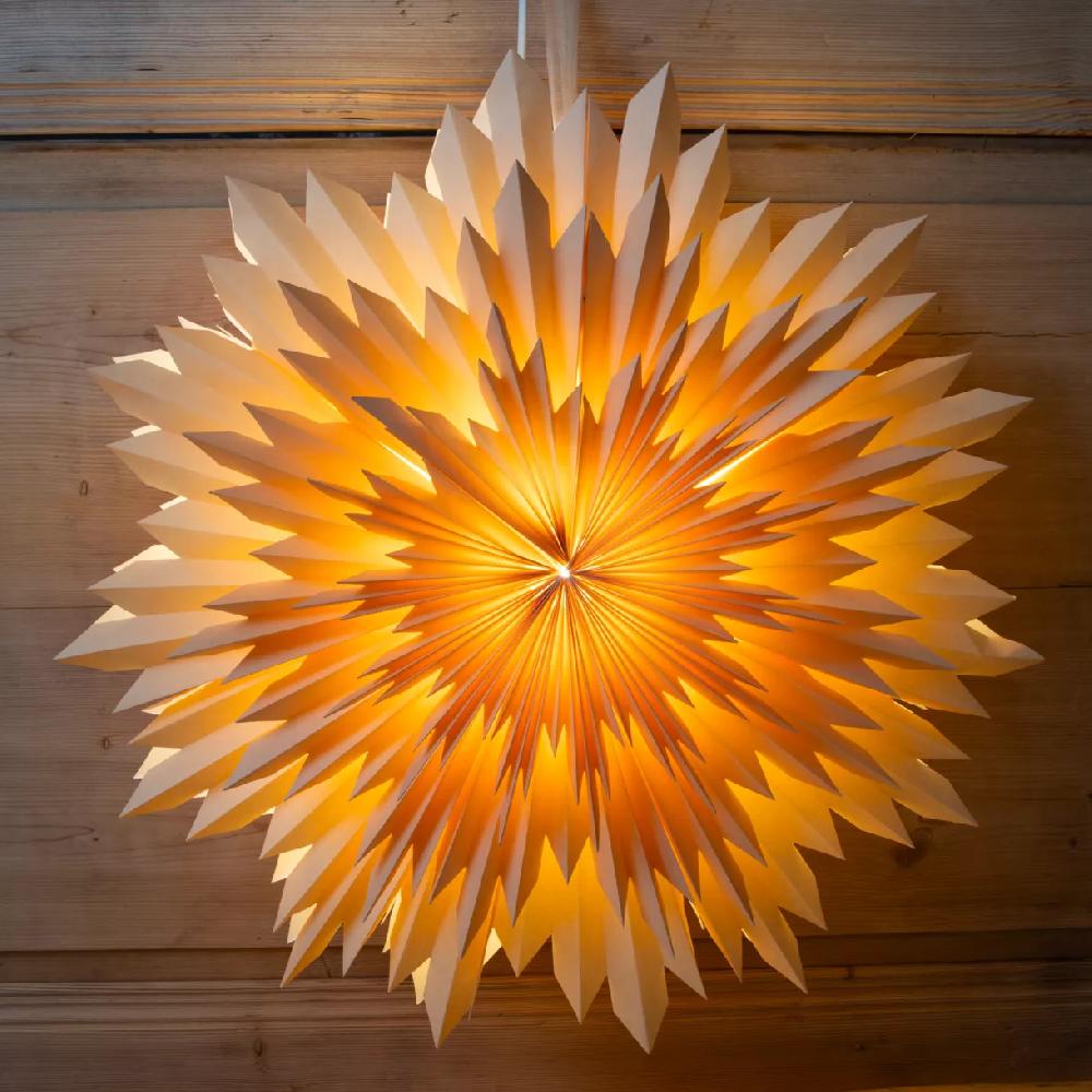eminza Suspension lumineuse papier Origami (D60 cm) Flocon Rose clair