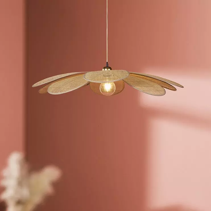 eminza Suspension lumineuse pétale Bambou (D60 cm) Margaux Beige