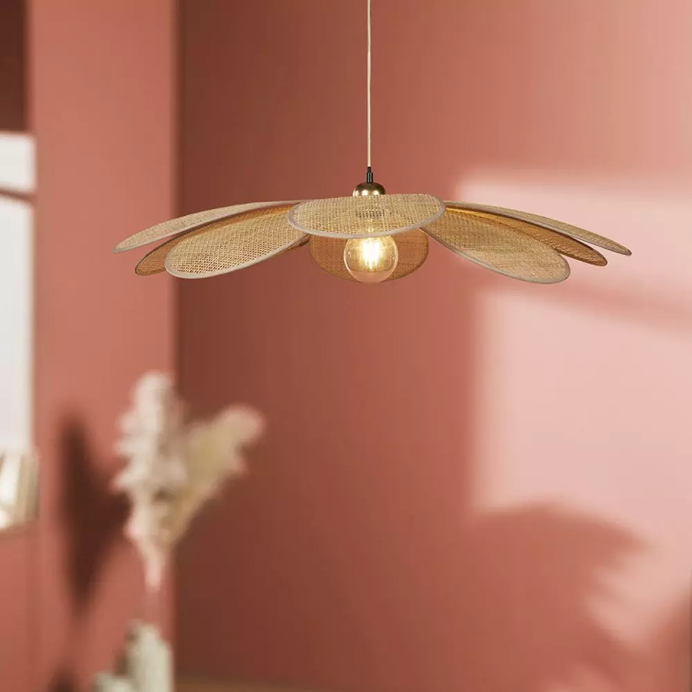 eminza Suspension lumineuse pétale Bambou (D90 cm) Margaux Beige