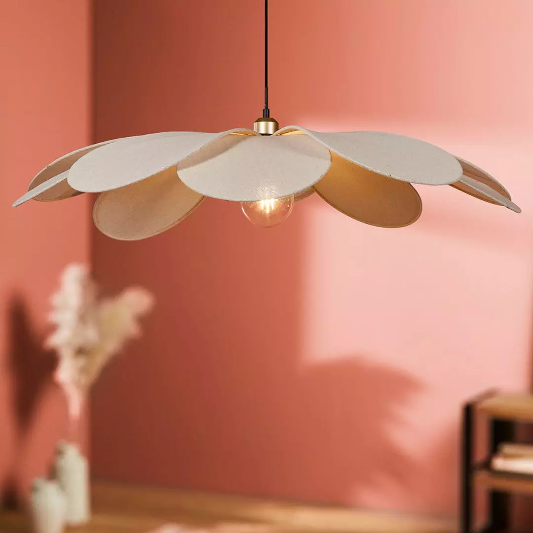 eminza Suspension lumineuse pétale Lin (D90 cm) Margaux Beige
