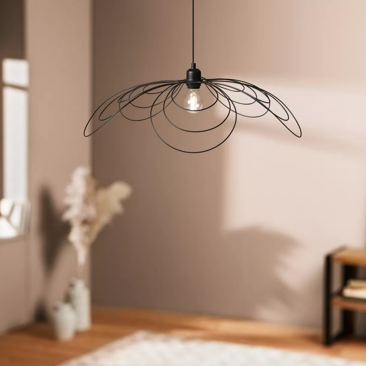 eminza Suspension lumineuse pétale métal (D68 cm) Margaux Noire