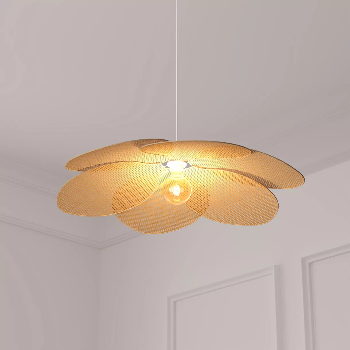 eminza Suspension lumineuse pétales bambou (D62 cm) Rym Beige