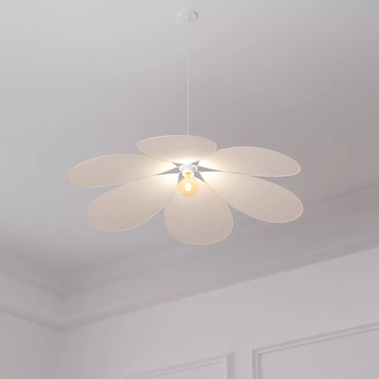 eminza Suspension lumineuse pétales coton (D72 cm) Naya Beige