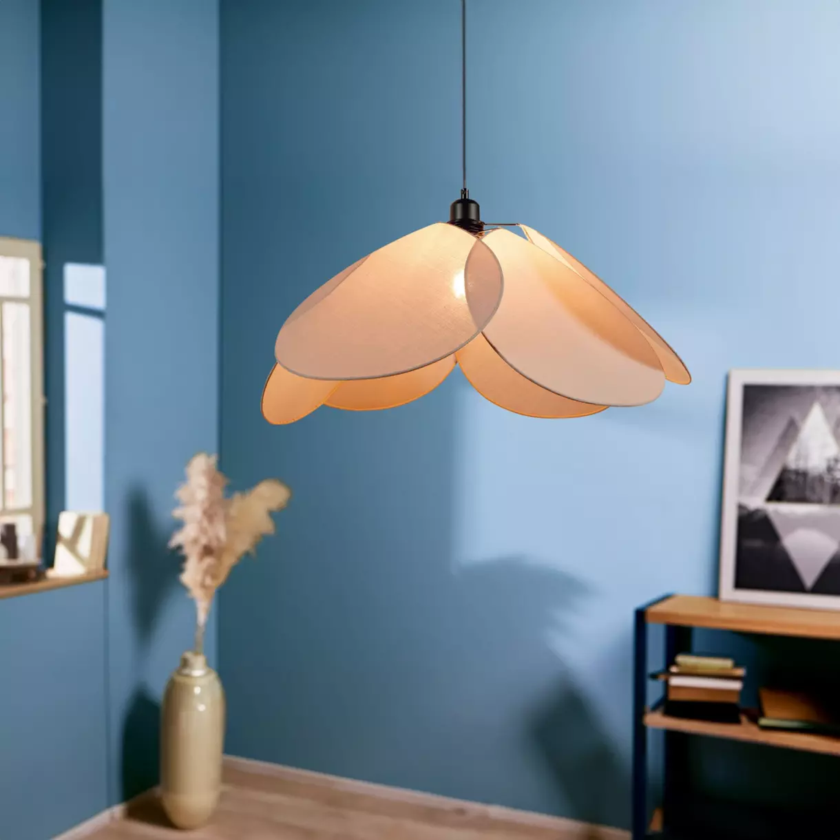 eminza Suspension lumineuse tissu Pétale (D69 cm) Taupe clair