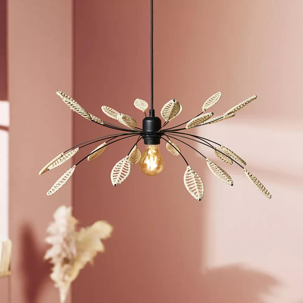 eminza Suspension métal et pétales (D60 cm) Ellisse Beige