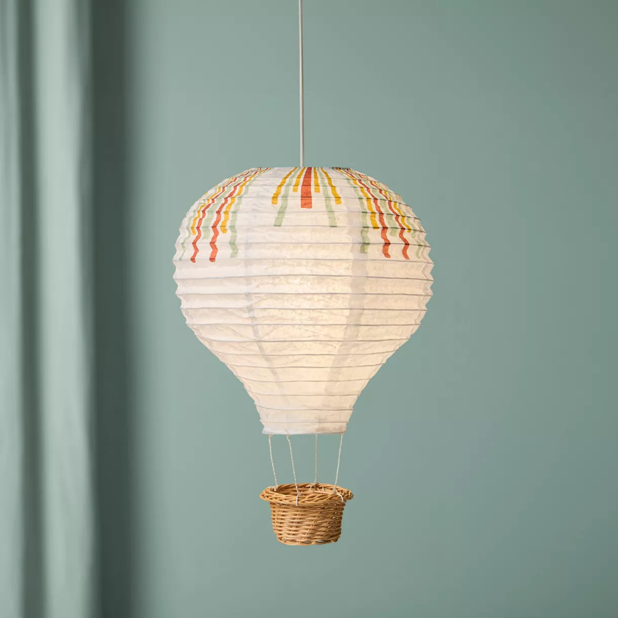 eminza Suspension montgolfière enfant papier (H40 cm) Serpentin Multicolore