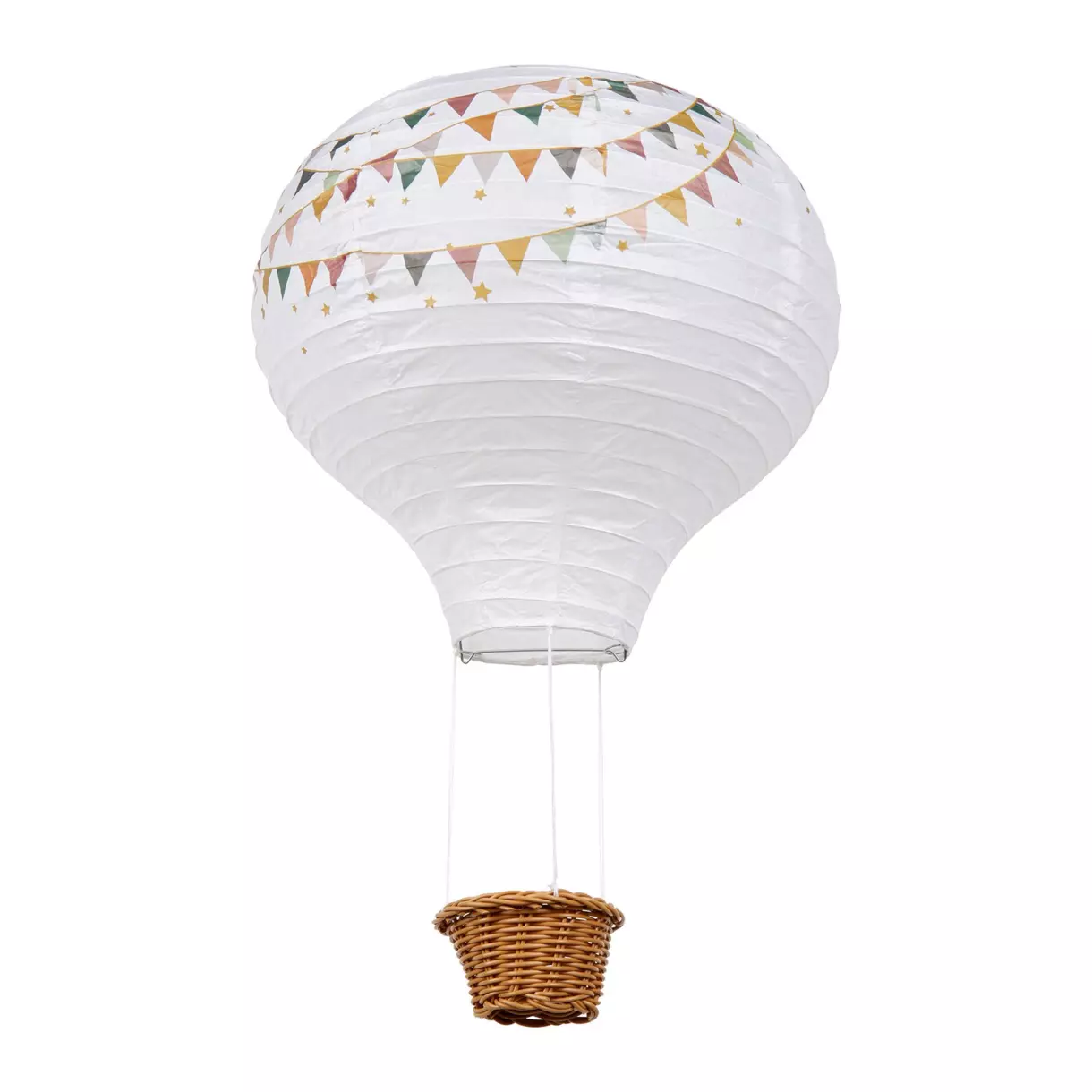 eminza Suspension Montgolfière papier (D30 cm) Fanions Multicolore