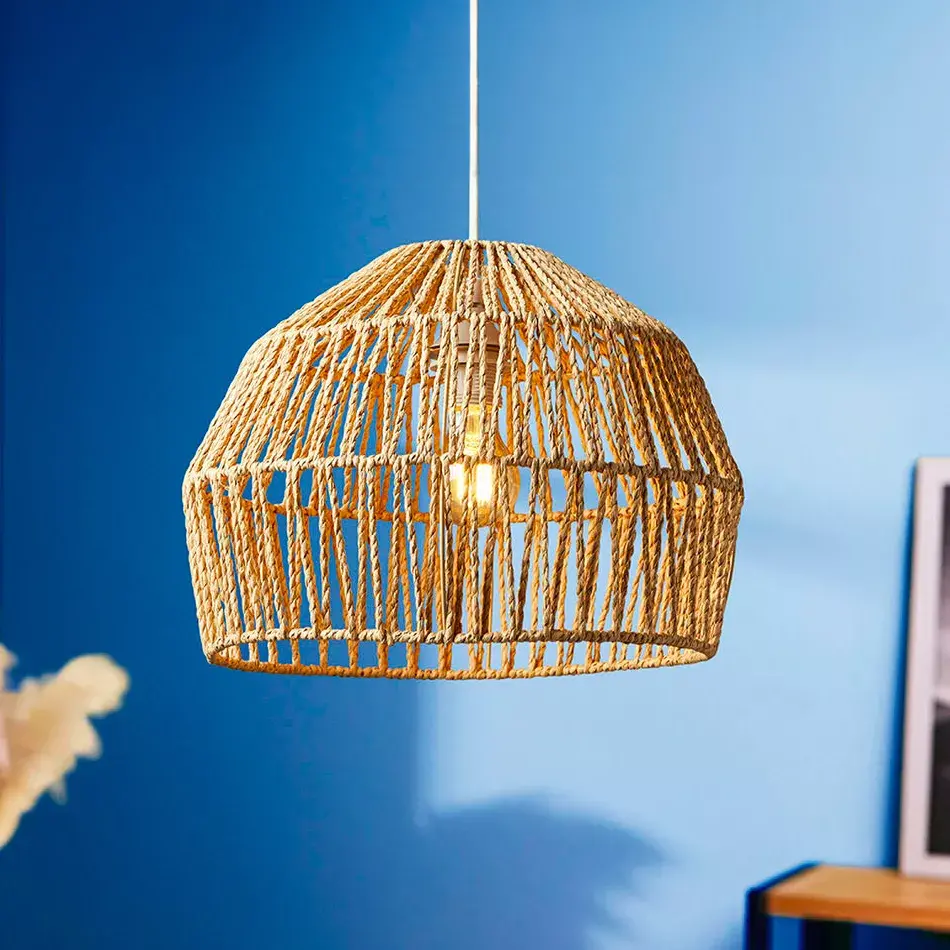 eminza Suspension ronde ajourée en corde (D35 5 cm) Lima Naturel