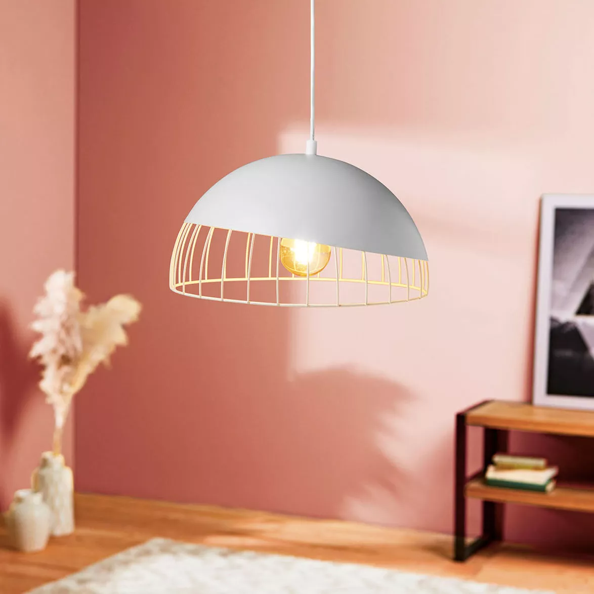 eminza Suspension ronde métal (D29 5 cm) Colisée Blanche