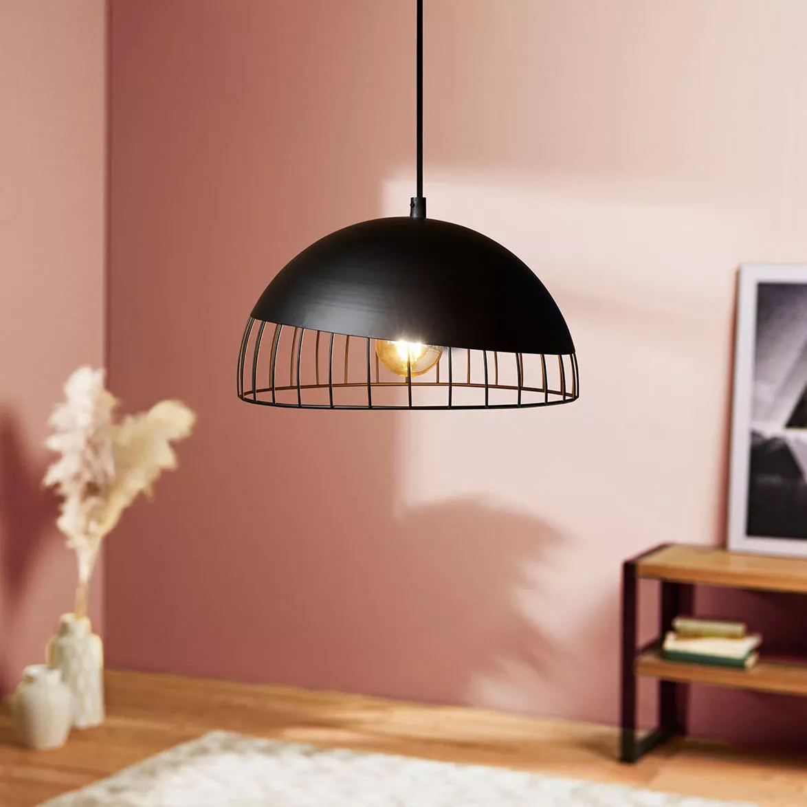 eminza Suspension ronde métal (D29 5 cm) Colisée Noir