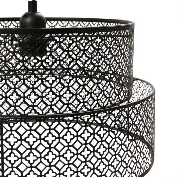 Eminza Suspension Ronde Métal Marocaine (D34 Cm) Gigogne Noir