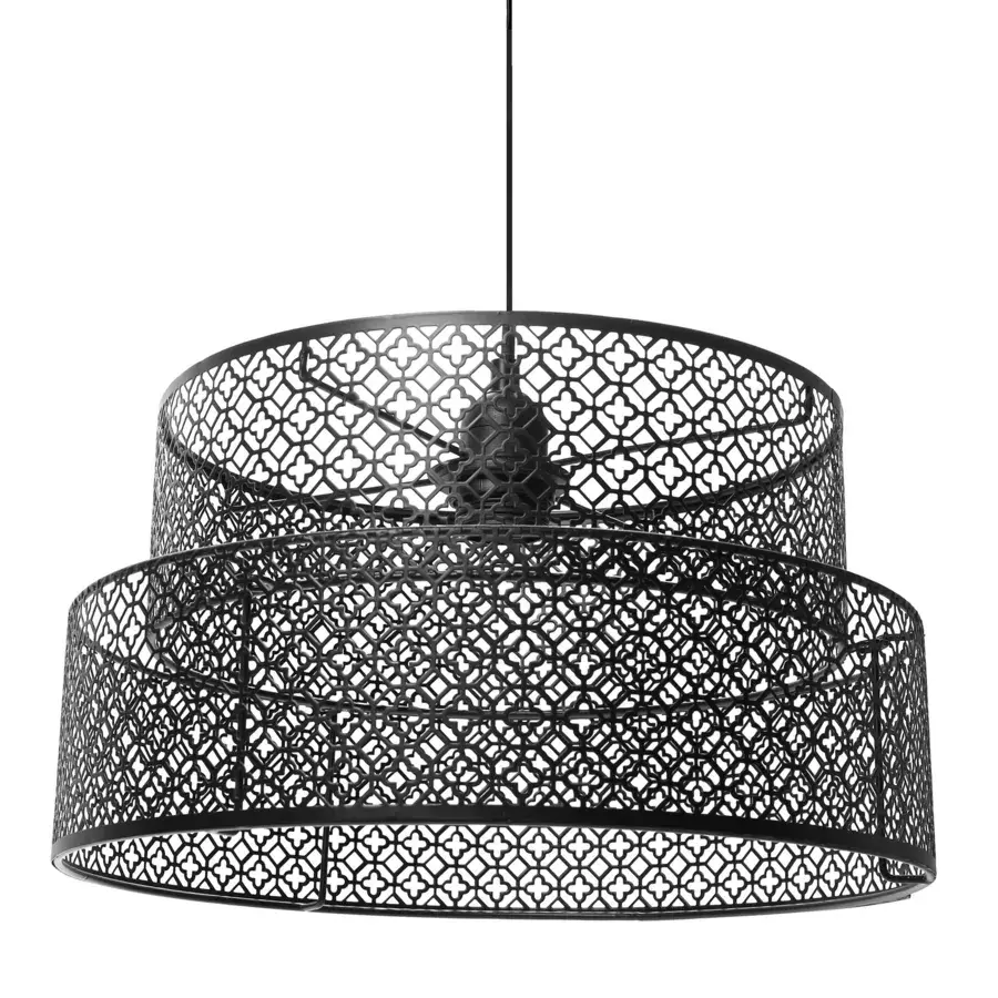 Eminza Suspension Ronde Métal Marocaine (D34 Cm) Gigogne Noir