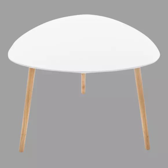 Eminza Table à Café En Bois (H45 Cm) Mileo Polygone Blanche