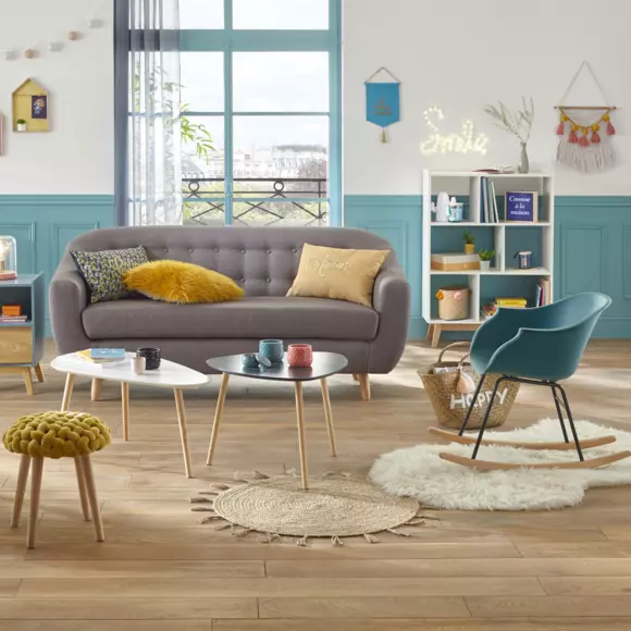 Eminza Table à Café En Bois (H45 Cm) Mileo Polygone Blanche