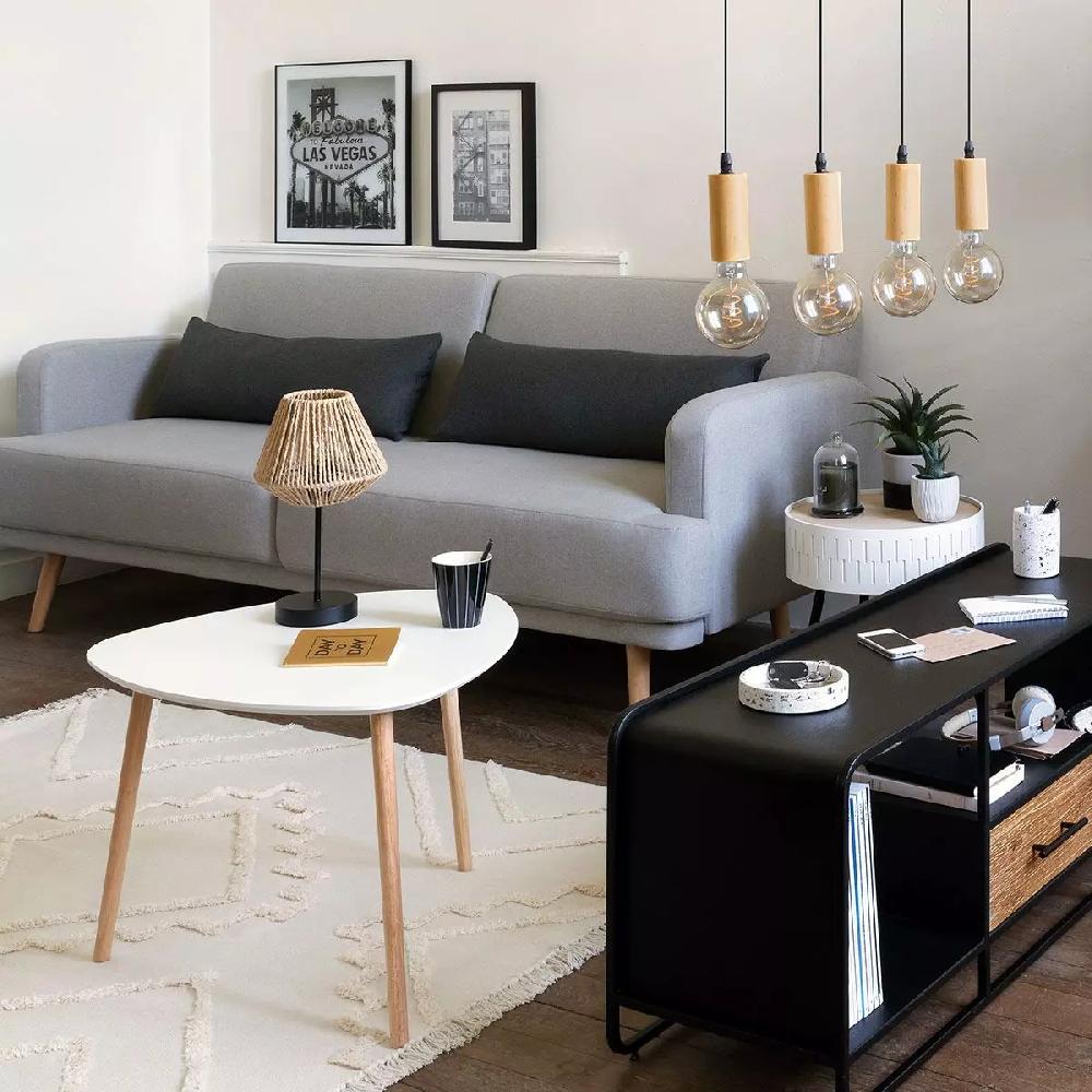 eminza Table à café en bois (H45 cm) Mileo Polygone Blanche