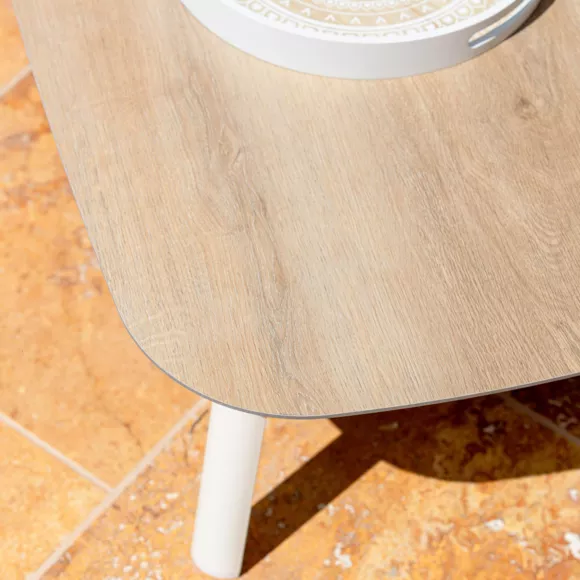 Eminza Table Basse De Jardin Carrée Aluminium Amalfi Blanc