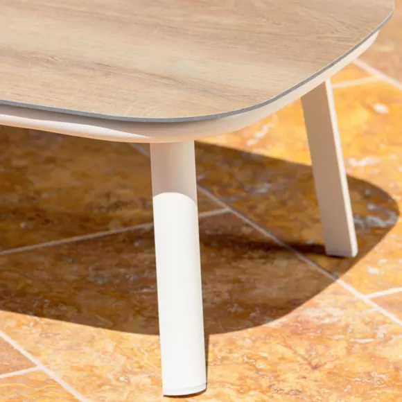 Eminza Table Basse De Jardin Carrée Aluminium Amalfi Blanc