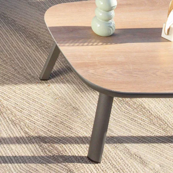 Eminza Table Basse De Jardin Carrée En Aluminium Amalfi Gris Anthracite