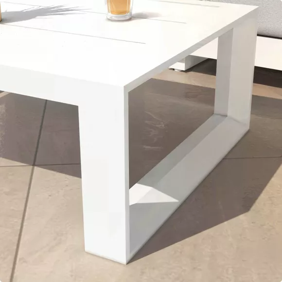 Eminza Table Basse De Jardin Rectangulaire En Alumininum (94 X 72 Cm) Elba Blanc