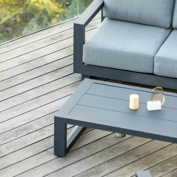 Eminza Table Basse De Jardin Rectangulaire En Alumininum (120 X 72 Cm) Elba Gris Anthracite