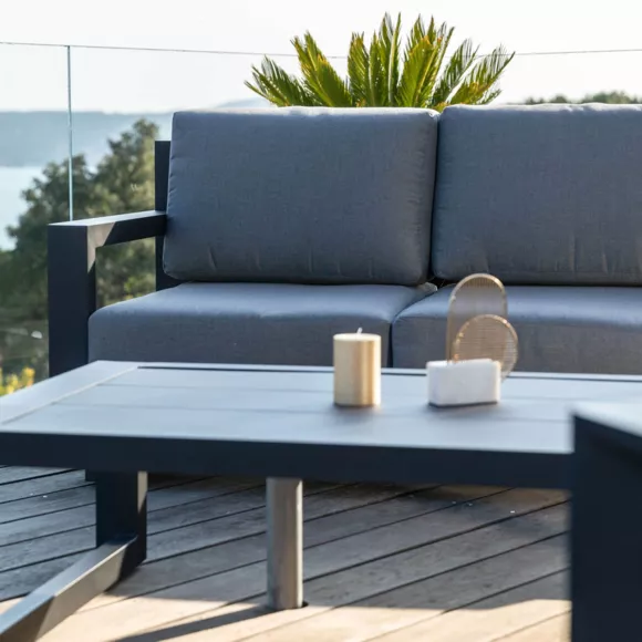 Eminza Table Basse De Jardin Rectangulaire En Alumininum (120 X 72 Cm) Elba Gris Anthracite