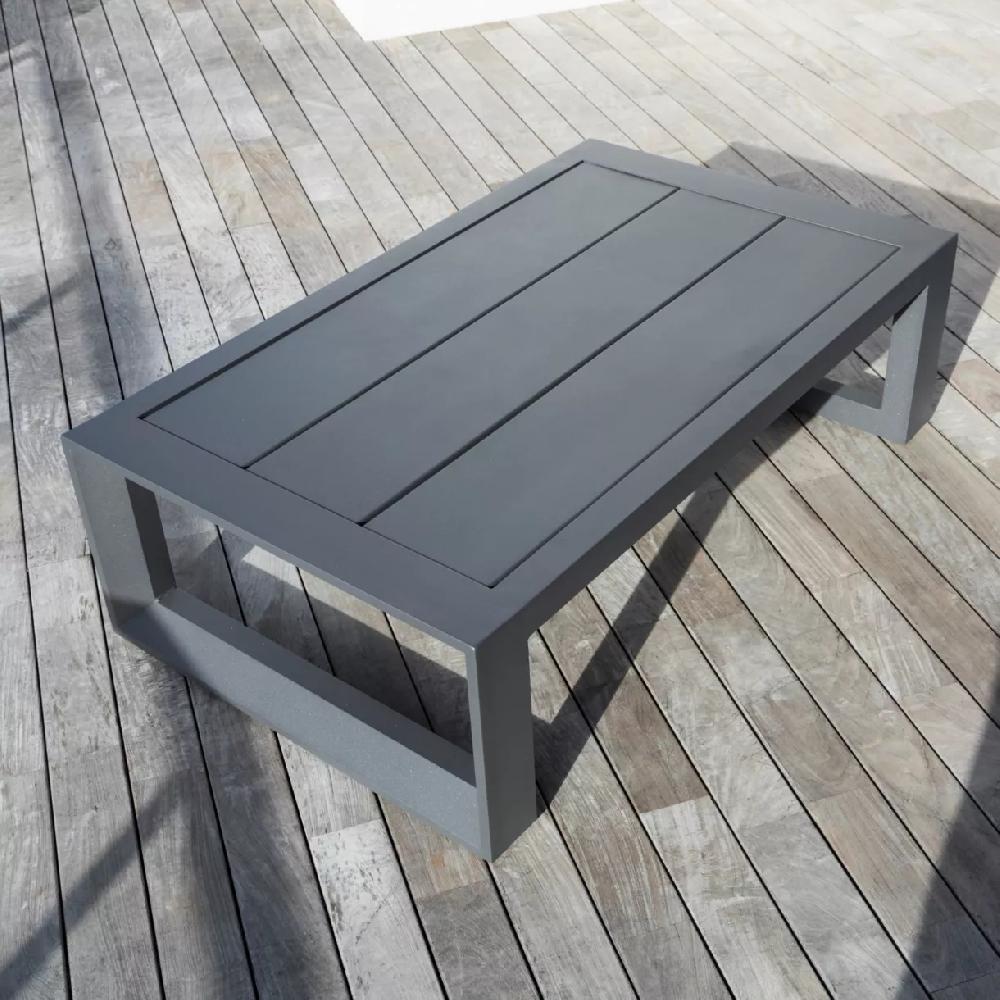 eminza Table basse de jardin rectangulaire en alumininum (120 x 72 cm) Elba Gris anthracite