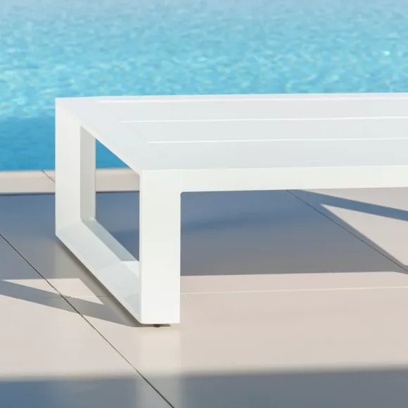 Eminza Table Basse De Jardin Rectangulaire En Alumininum (120 X 72 Cm) Elba Blanc