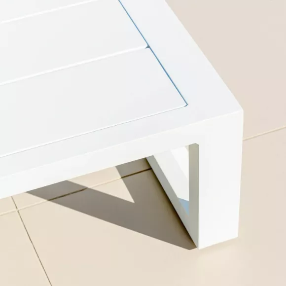 Eminza Table Basse De Jardin Rectangulaire En Alumininum (120 X 72 Cm) Elba Blanc