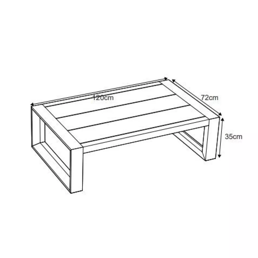 Eminza Table Basse De Jardin Rectangulaire En Alumininum (120 X 72 Cm) Elba Blanc