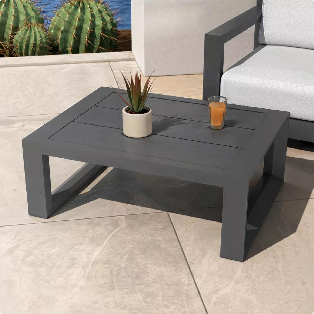 eminza Table basse de jardin rectangulaire en alumininum (94 x 72 cm) Elba Gris anthracite
