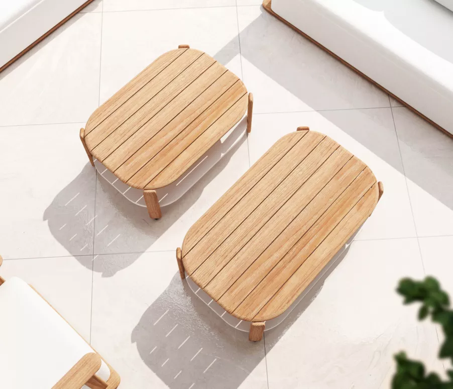Eminza Table Basse De Jardin Rectangulaire En Bois Teck (120 X 70 Cm) Java Naturel
