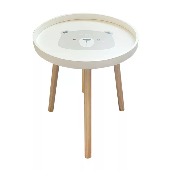 Eminza Table Basse Enfant Bois (D33 Cm) Ourson Marron