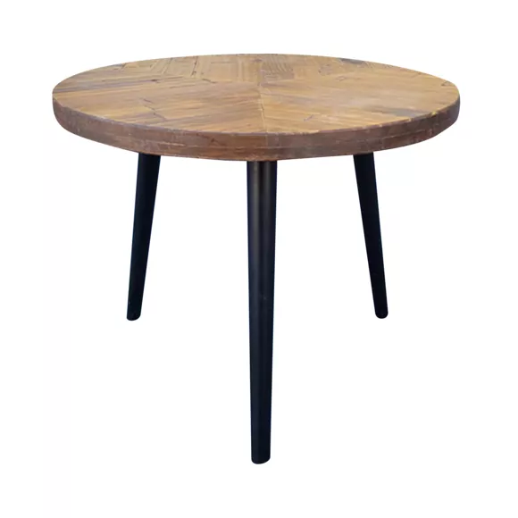Eminza Table Basse Ronde En Bois (H40 Cm) Davao Noir Et Marron