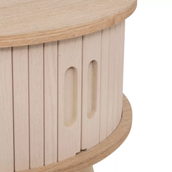 Eminza Table Basse Ronde En Bois (H40 Cm) Nysos Crème