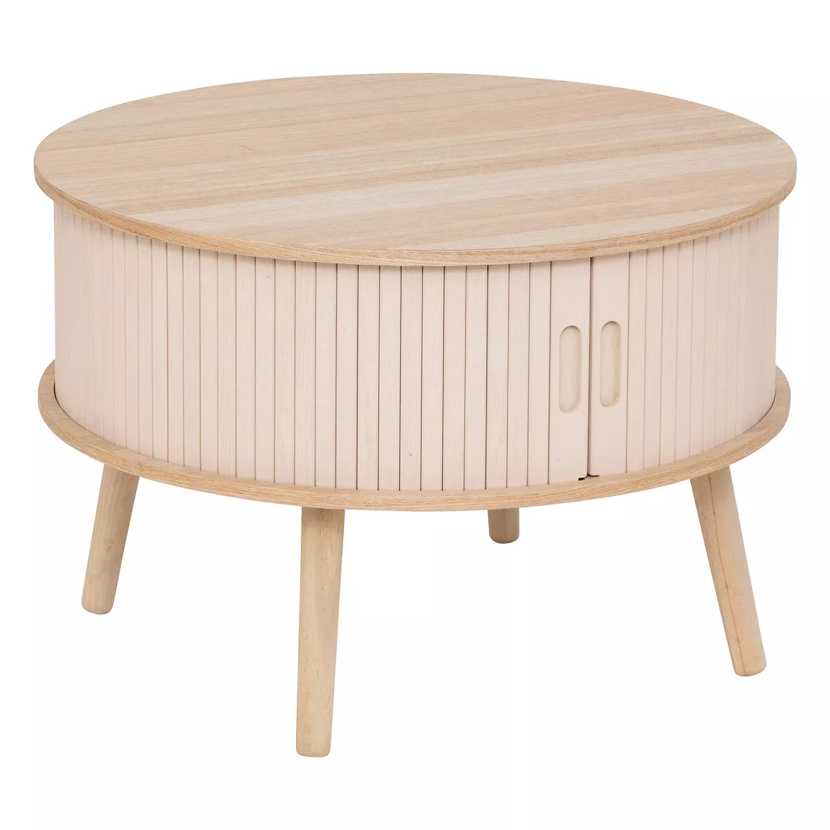 eminza Table basse ronde en bois (H40 cm) Nysos Crème
