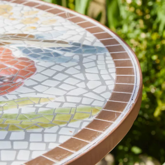 Eminza Table Bistro Ronde En Mosaïque Aberdeen Marron