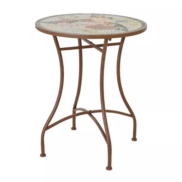 Eminza Table Bistro Ronde En Mosaïque Aberdeen Marron