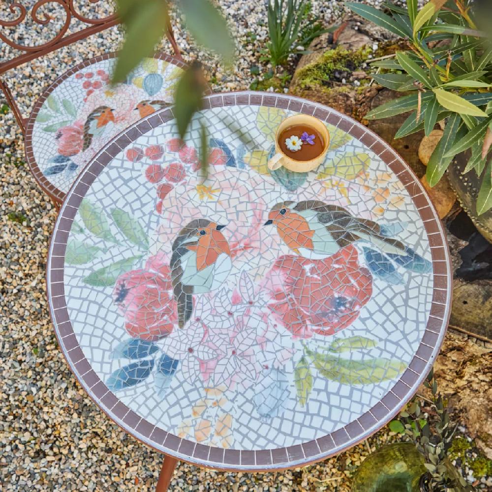 eminza Table bistro ronde en mosaïque Aberdeen Marron eminza Table bistro ronde en mosaïque Aberdeen Marron