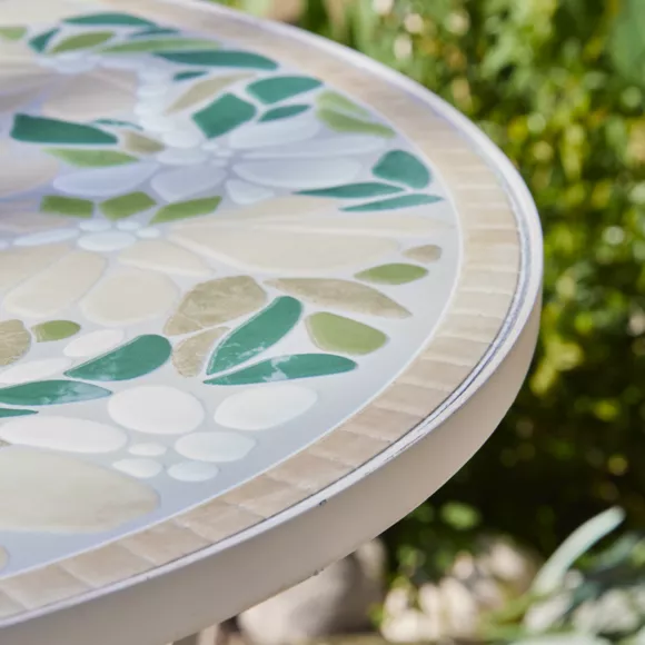 Eminza Table Bistro Ronde Pliable En Mosaïque Genève Crème