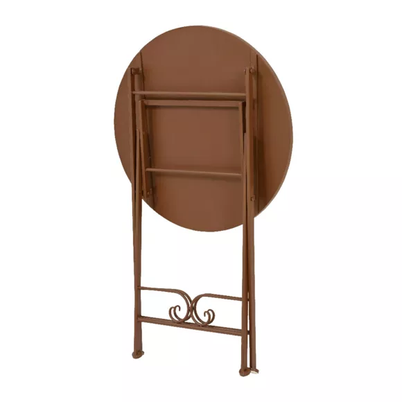 Eminza Table Bistro Ronde Pliable En Mosaïque Lyon Marron