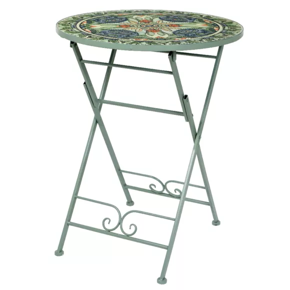 Eminza Table Bistro Ronde Pliable Mosaïque Cancùn Vert Sauge