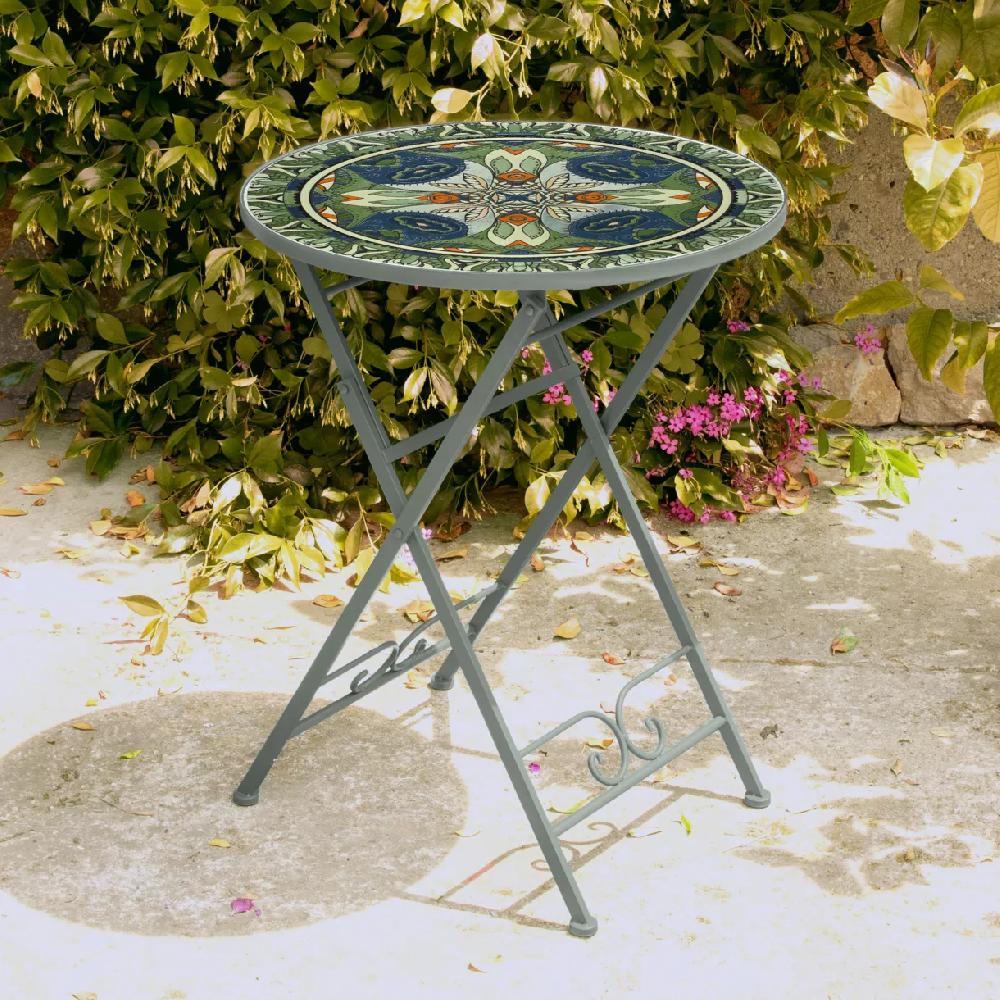 eminza Table bistro ronde pliable mosaïque Cancùn Vert sauge