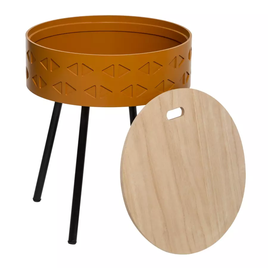 Eminza Table Coffre En Bois (H45 Cm) Shiro Jaune Moutarde