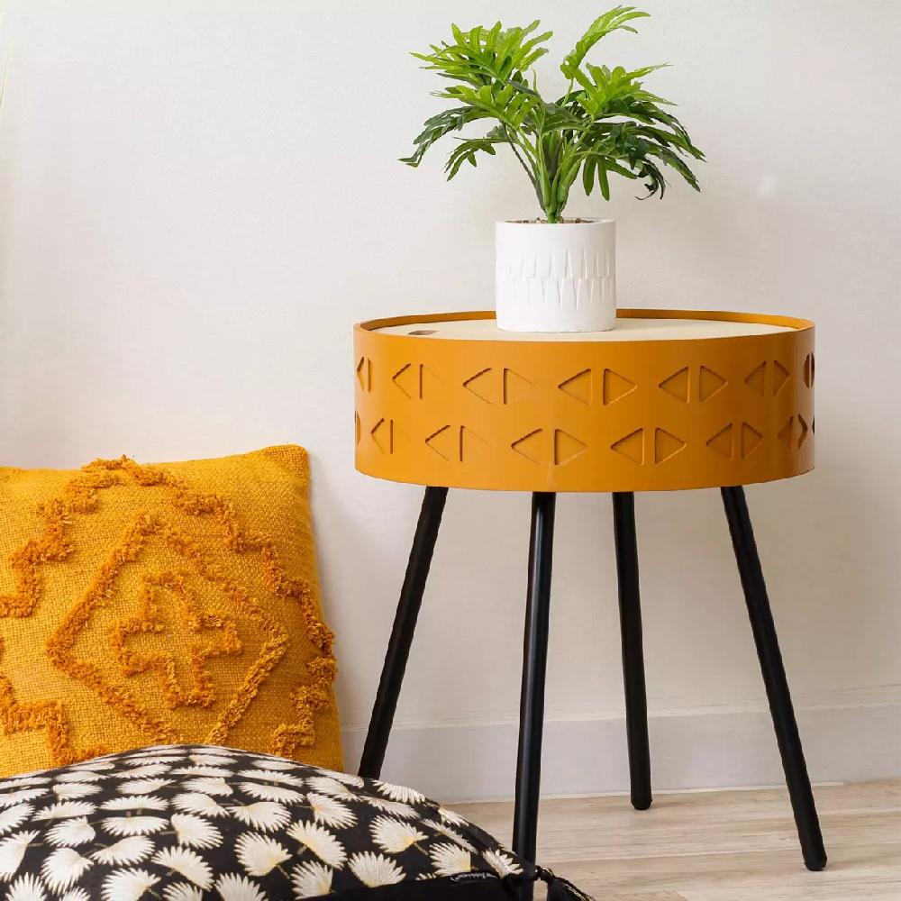 eminza Table coffre en bois (H45 cm) Shiro Jaune moutarde