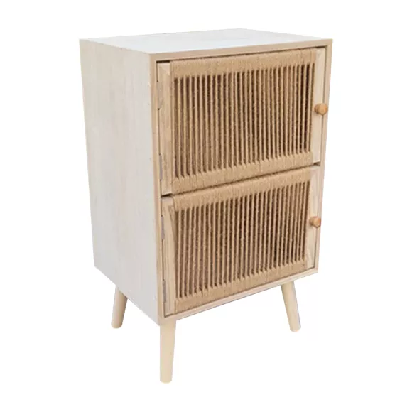 Eminza Table D'appoint Bois Et Corde De Chanvre (H65 Cm) Double Manille Beige