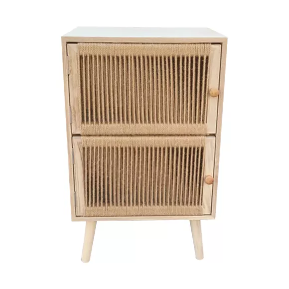 Eminza Table D'appoint Bois Et Corde De Chanvre (H65 Cm) Double Manille Beige