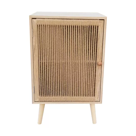 Eminza Table D'appoint Bois Et Corde De Chanvre (H65 Cm) Manille Beige