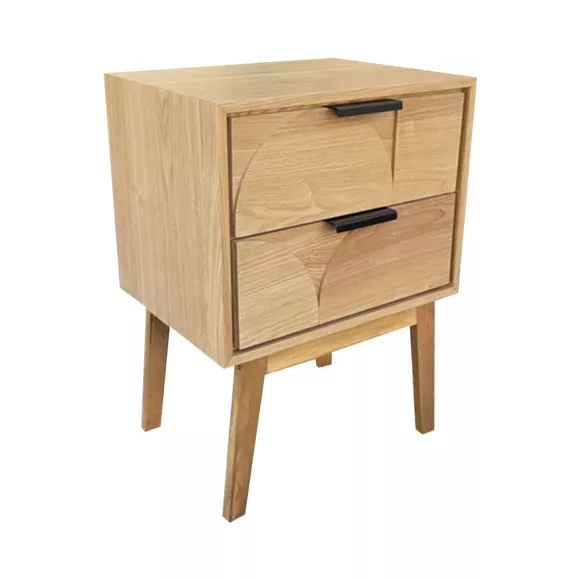 Eminza Table D'appoint Bois (H60 Cm) Double Hanoï Naturel