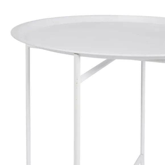 Eminza Table D'appoint Tripode Ronde En Métal (H50 Cm) Blanche